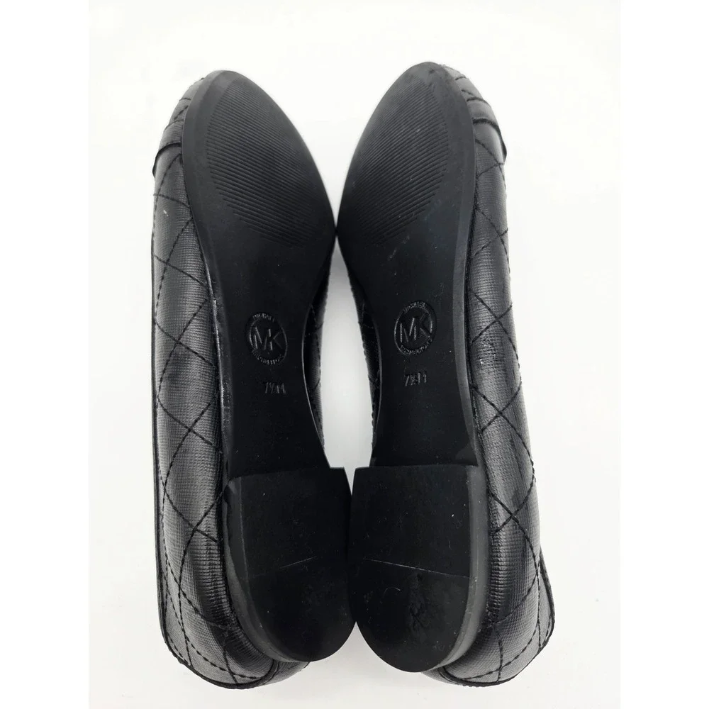 Michael Kors Womens Black Leather Classic Hamilton Flat Loafers Padlock Size 7.5
